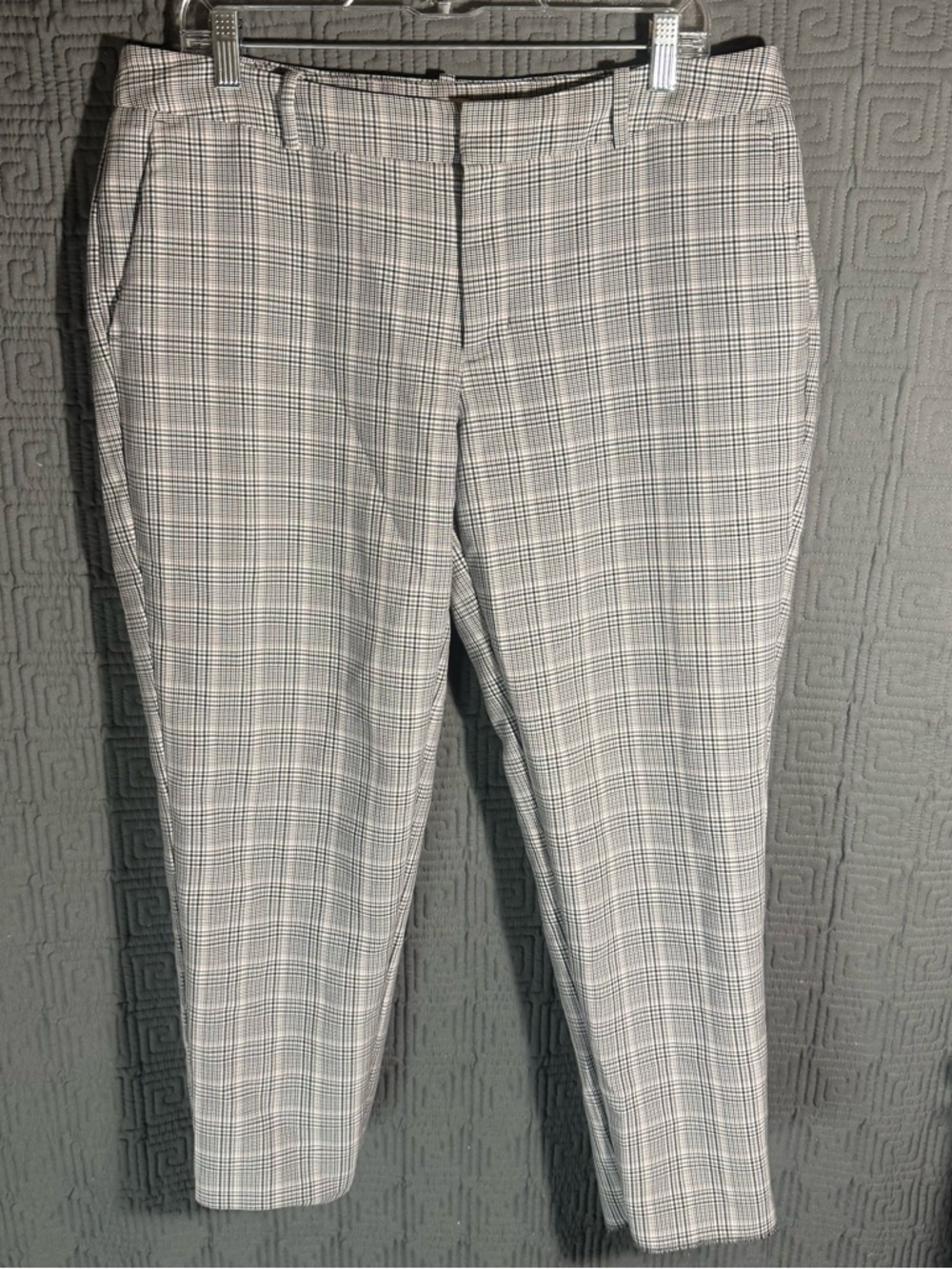 A New Day Dress Pants Women’s 14 Grey Gray Plaid Stretch Cotton Blend